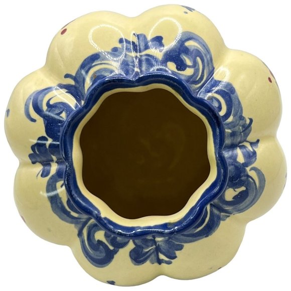 Vestal Alcobaca Vase Hand Painted Blue Flowers Made In Portugal Art Pottery VTG - Picture 7 of 9